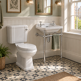 Keswick 4-Piece Traditional Cloakroom Bathroom Suite - Compact 2 Tap Hole Basin