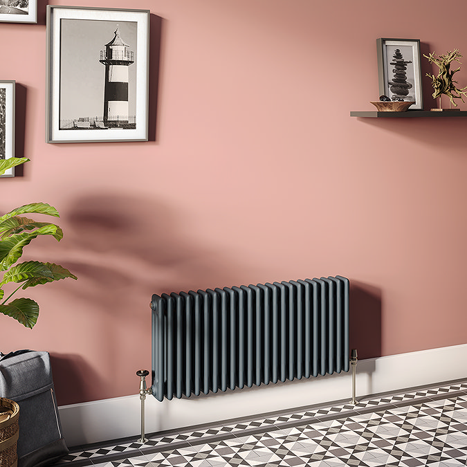 Keswick H450 x W1010mm Cast Iron Style Traditional 3 Column Anthracite Grey Radiator (22 Sections)