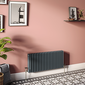 Keswick H450 x W1010mm Cast Iron Style Traditional 3 Column Anthracite Grey Radiator (22 Sections)
