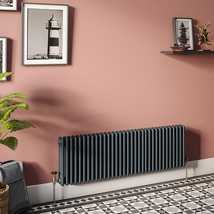 Keswick 450 x 1414mm Cast Iron Style Traditional 3 Column Anthracite Radiator