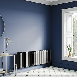 Keswick 450 x 1415mm Cast Iron Style Traditional 2 Column Matt Black Radiator