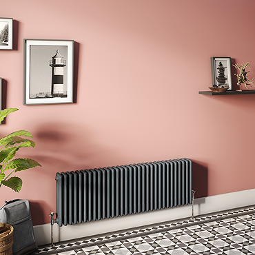 Keswick 450 x 1415mm Cast Iron Style Traditional 4 Column Anthracite Radiator