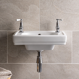 Keswick Wall Hung Cloakroom Basin (450mm Wide - 2 Tap Hole)