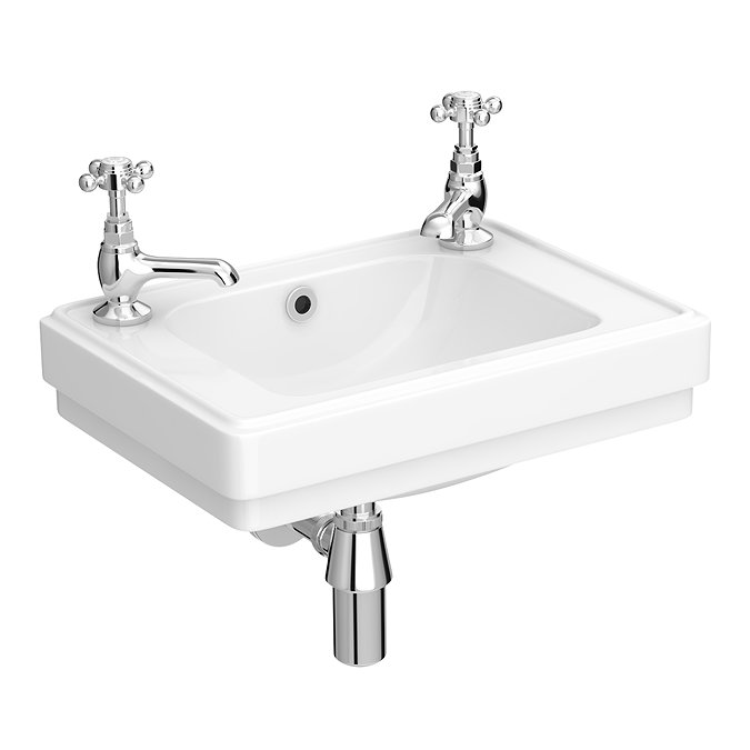 Keswick 450mm Wall Hung 2TH Cloakroom Basin - Gloss White