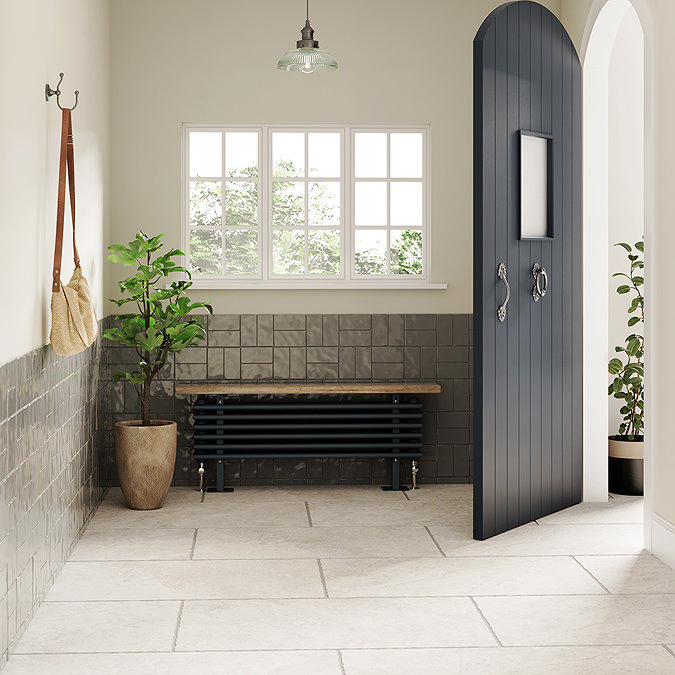 Keswick 480 x 1200mm Cast Iron Style 4 Column Anthracite Bench Radiator