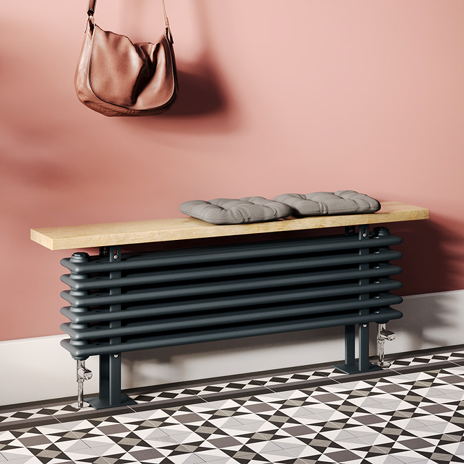 Keswick 480 x 1200mm Cast Iron Style 4 Column Anthracite Bench Radiator