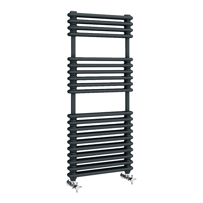 Keswick 500 x 1140 Cast Iron Style Traditional 2 Column Anthracite Towel Rail