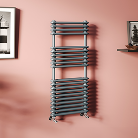 Keswick 500 x 1140 Cast Iron Style Traditional 2 Column Anthracite Towel Rail