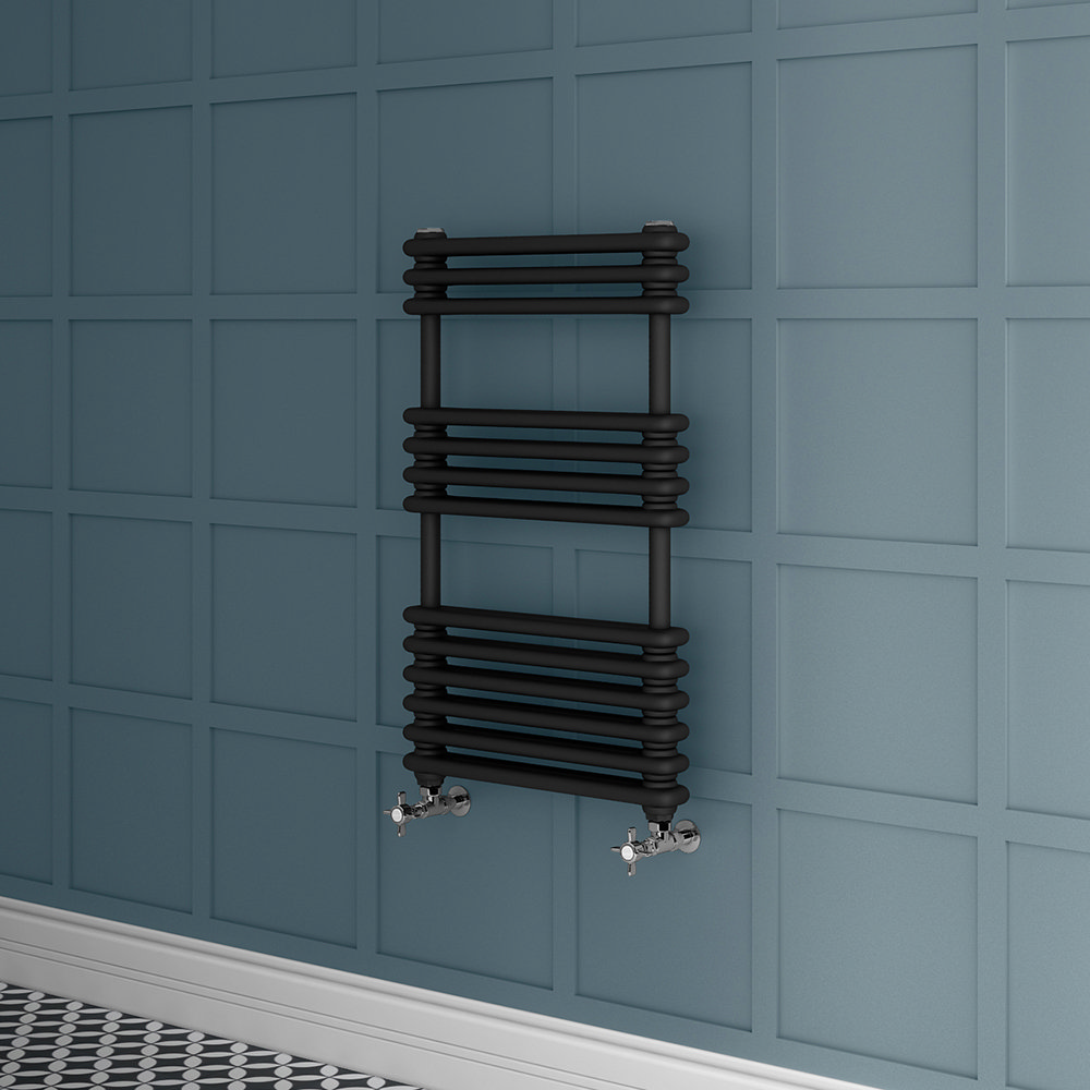 Keswick 500 x 832 Cast Iron Style Traditional Anthracite Towel Rail
