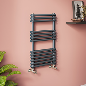Keswick W500 x H832mm Vertical Cast Iron Style Traditional Anthracite Grey Towel Rail