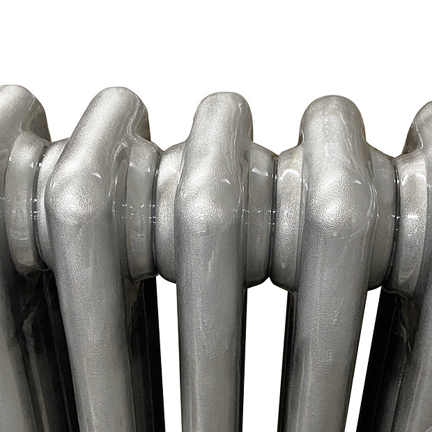 Keswick 600 x 1010mm Cast Iron Style Traditional 3 Column Industrial Silver  Radiator | Victorian Plumbing UK
