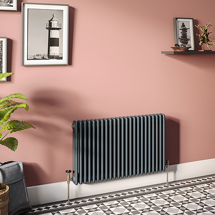 Keswick 600 x 1010mm Cast Iron Style Traditional 2 Column Anthracite Radiator