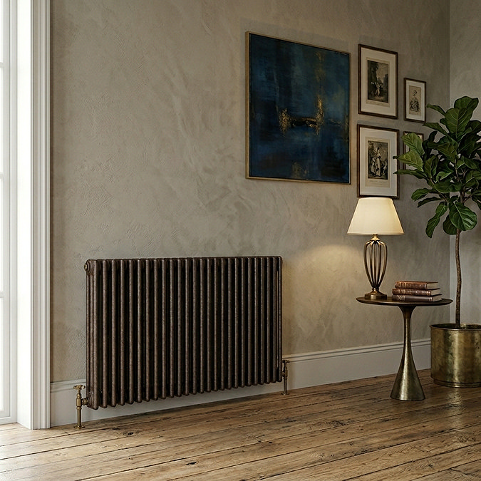 Keswick 600 x 1010mm Cast Iron Style Traditional 3 Column Antique Mottled Copper Radiator