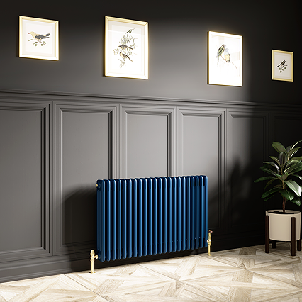 Keswick 600 x 1010mm Cast Iron Style Traditional 3 Column Regal Blue Radiator