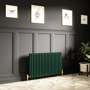 Keswick 600 x 1010mm Cast Iron Style Traditional 3 Column Regal Green Radiator