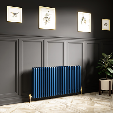 Keswick 600 x 1190mm Cast Iron Style Traditional 3 Column Regal Blue Radiator