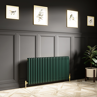 Keswick 600 x 1190mm Cast Iron Style Traditional 3 Column Regal Green Radiator