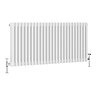 Keswick 600 x 1190mm Cast Iron Style Traditional 3 Column White Radiator
