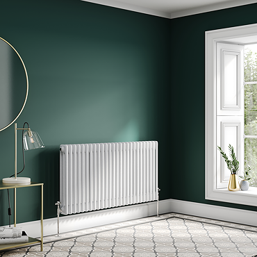 Keswick 600 x 1190mm Cast Iron Style Traditional 3 Column White Radiator