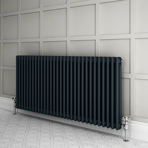 Uk Style Radiator Keswick 600 x 1355mm Cast Iron Style Traditional 2 Column Anthracite ...