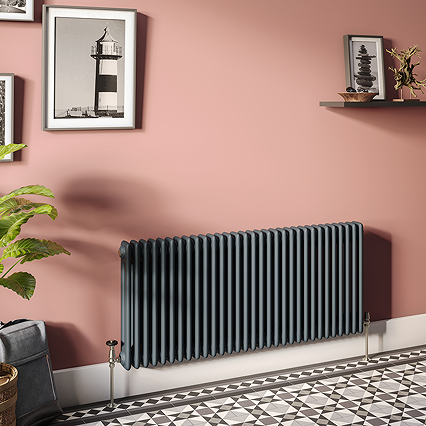 Keswick 600 x 1355mm Cast Iron Style Traditional 2 Column Anthracite Radiator