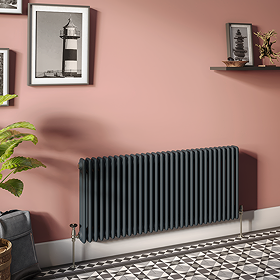 Keswick 600 x 1370mm Cast Iron Style Traditional 2 Column Anthracite Radiator