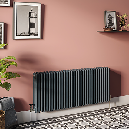 Keswick 600 x 1370mm Cast Iron Style Traditional 4 Column Anthracite Radiator