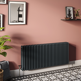 Keswick 600 x 1370mm Cast Iron Style Traditional 4 Column Anthracite Radiator