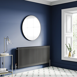 Keswick 600 x 1370mm Cast Iron Style Traditional 2 Column Matt Black Radiator