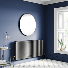 Keswick 600 x 1370mm Cast Iron Style Traditional 3 Column Matt Black Radiator