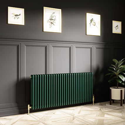 Keswick 600 x 1370mm Cast Iron Style Traditional 3 Column Regal Green Radiator