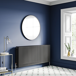 Keswick 600 x 1370mm Cast Iron Style Traditional 4 Column Matt Black Radiator