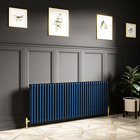 Keswick 600 x 1550mm Cast Iron Style Traditional 3 Column Regal Blue Radiator