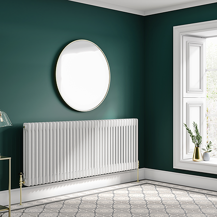 Keswick 600 x 1550mm Cast Iron Style Traditional 3 Column White Radiator