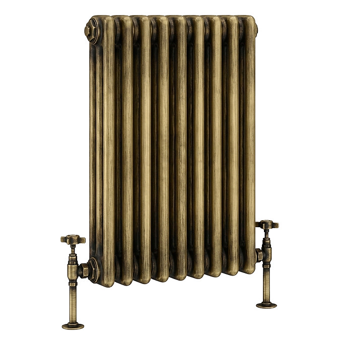 Keswick 600 x 425mm Cast Iron Style Traditional 3 Column Antique Brass Radiator