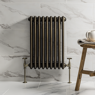 Keswick 600 x 425mm Cast Iron Style Traditional 3 Column Antique Brass Radiator