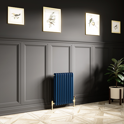 Keswick 600 x 425mm Cast Iron Style Traditional 3 Column Regal Blue Radiator