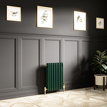 Keswick 600 x 425mm Cast Iron Style Traditional 3 Column Regal Green Radiator