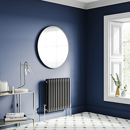 Keswick 600 x 605mm Cast Iron Style Traditional 2 Column Matt Black Radiator