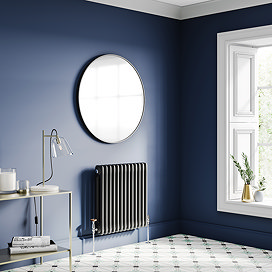 Keswick 600 x 605mm Cast Iron Style Traditional 2 Column Matt Black Radiator