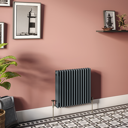 Keswick 600 x 650mm Cast Iron Style Traditional 3 Column Anthracite Radiator