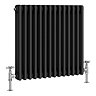 Keswick 600 x 605mm Cast Iron Style Traditional 3 Column Matt Black Radiator