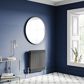 Keswick 600 x 605mm Cast Iron Style Traditional 3 Column Matt Black Radiator