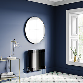 Keswick 600 x 605mm Cast Iron Style Traditional 3 Column Matt Black Radiator