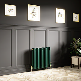 Keswick 600 x 605mm Cast Iron Style Traditional 3 Column Regal Green Radiator