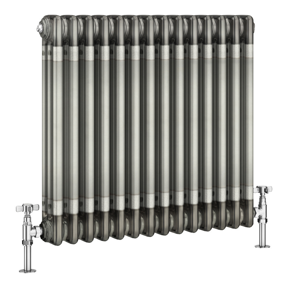 Keswick 600 x 643mm Raw Metal (Lacquered) 3 Column Radiator Victorian Plumbing UK