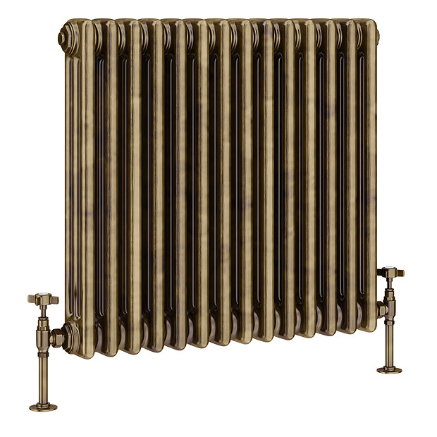 Keswick H600 x W650mm Horizontal Radiator Antique Brass Effect 3 Column
