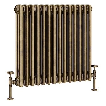 Keswick 600 x 650mm Cast Iron Style Traditional 3 Column Antique Brass Radiator