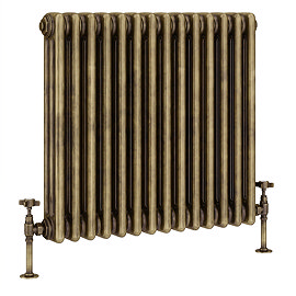 Keswick 600 x 650mm Cast Iron Style Traditional 3 Column Antique Brass Radiator