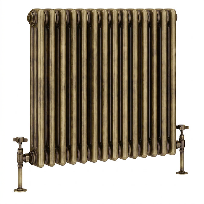 Keswick 600 x 650mm Cast Iron Style Traditional 3 Column Antique Brass Radiator